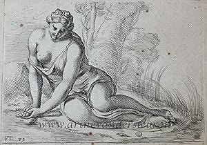 [Antique print, etching/ets, Rome] Nymph with a shell /Nimf met een schelp ['Segmenta nobilium si...