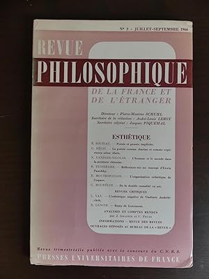 Revue Philosophique de la France et de L Étranger. - Numéro 3, Juillet-Septembre 1964. Revue Trim...