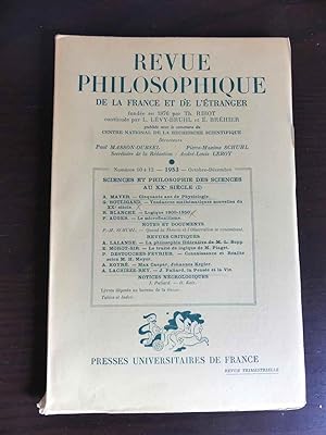 Revue Philosophique de la France et de L Étranger. - Numéros 10 á 12, Octobre-Décembre 1953. Revu...