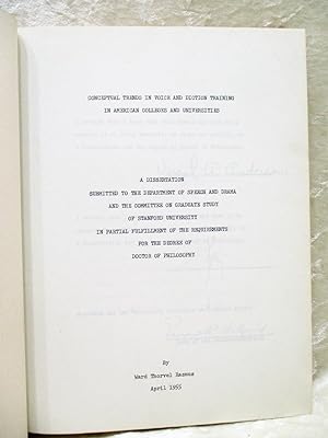 1955 Original STANFORD UNIVERSITY PHD THESIS Conceptual Trends in VOICE and DICTION TRAINING in A...