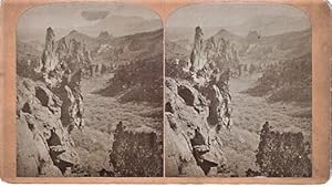 STEREOSCOPIC VIEW, GLEN EYRIE--FROM THE NORTH. Showing Echo Rock, Garden of the Gods, and Cheyenn...
