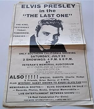 Elvis Presley in 'The Last One' Original Poster Circa 1980s (Charlie Hodge Host; Brian Beirne fro...
