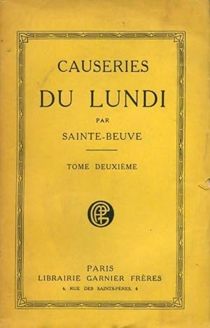 Causeries du lundi par Sainte-Beuve Tome II - Charles-Augustin Sainte-Beuve
