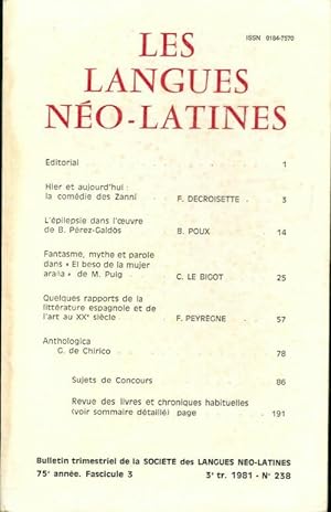 Les langues n o-latines n 238 75e ann e fascicule 3 - Collectif