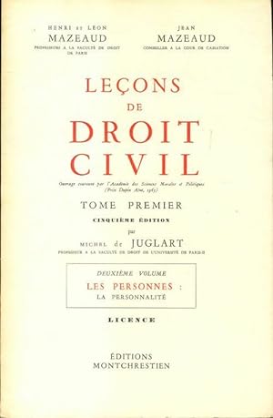 Le ons de droit civil Tome I 2 me volume - Henri Mazeaud
