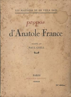 Propos d'Anatole France - Paul Gsell