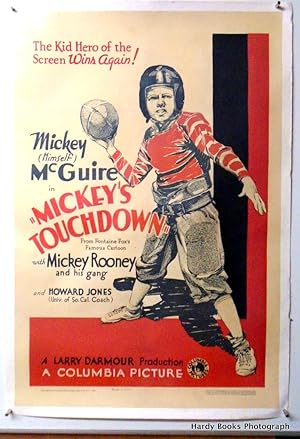 ORIGINAL MOVIE POSTER: "MICKEY'S TOUCHDOWN" 1933 LINEN MOUNTED