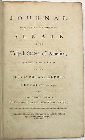 JOURNAL OF THE THIRD SESSION OF THE SENATE OF THE UNITED STATES OF AMERICA, BEGUN AND HELD AT THE...