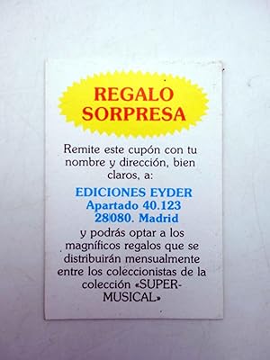 CROMO SUPER MUSICAL S/N. REGALO SORPRESA. Eyder, Circa 1980