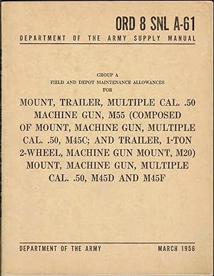 ORD 8 SNL A-61; Supply Manual: Field and Depot: MOUNT, TRAILER, M55 (M45C and M20); MOUNT, M.G., ...