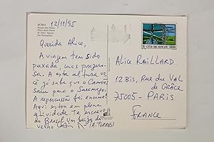 Carte postale autographe signée adressée à sa traductrice en français Alice Raillard