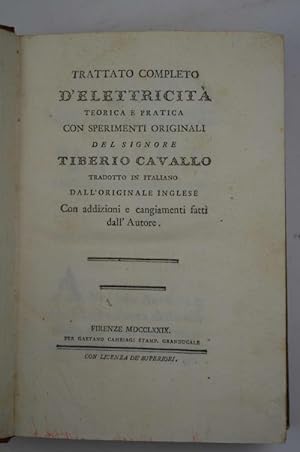 Trattato completo d'elettricità teorica e pratica con sperimenti originali. Tradotto in italiano ...