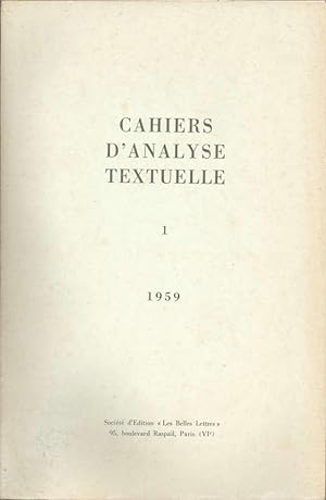 Cahiers d'analyse textuelle n°1