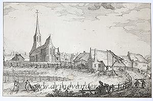 Antique print, etching | View of the village of Zandvoort/Gezicht op het dorp Zandvoort [no margi...