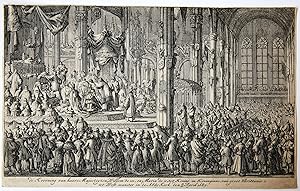 [Antique book illustration, 1689] Coronation of William III and Mary II / Kroning van Willem III ...