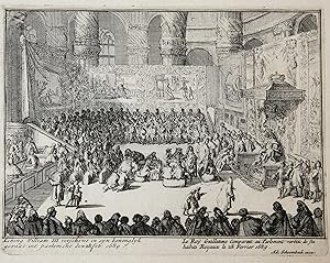 [Original etching/ets] 'Koning William III verschynt in syn koninglyk gewaat int parlement'; King...
