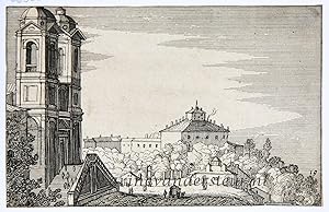 [Antique print, etching/ets, Rome] View on the church of Trinitá dei Monti [Roman views], publish...