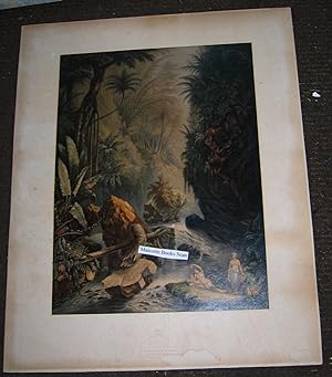 The Mountain Stream. (Indians reposing) Large Size George Baxter Patent Colour Print