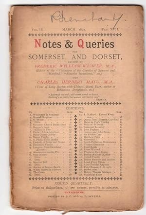 Notes & Queries for Somerset and Dorset
