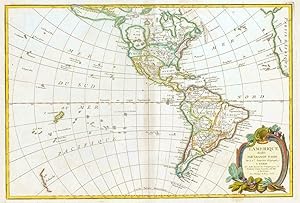 1762 Original Antique Map North South AMERICA L'AMERIQUE by Janvier VERY RARE