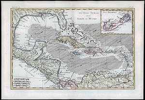 1780 Antique Map GULFE DU MEXIQUE Gulf Mexico BERMUDA WEST INDIES by Bonne (27)