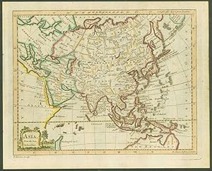 1770 Original Antique Map "ASIA" by T KITCHIN Hand coloured - China Russia Japan