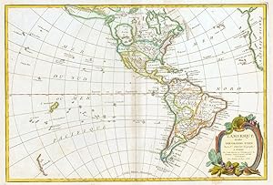 1762 Original Antique Map North South AMERICA L'AMERIQUE by Janvier VERY RARE