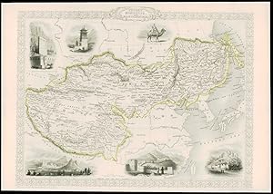 1850 Antique Map by Tallis of TIBET MANCHURIA CHINA ASIA KOREA (d143)