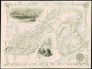 1850 Original Antique Map of "EAST CANADA & NEW BRUNSWICK" by Tallis (60dw)