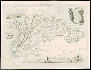 1850 Illustrated Antique Map "VENEZUELA ECUADOR EQUADOR" by Tallis (223d)