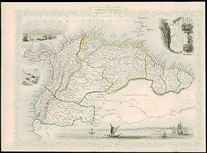 1850 Antique Map "NEW GRENADA VENEZUELA ECUADOR EQUADOR" by Tallis (222d)
