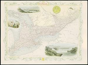 1850 - Original Antique Map of "WEST CANADA" by TALLIS - FULL COLOUR (14)