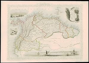 1850 Antique Map "NEW GRENADA VENEZUELA ECUADOR EQUADOR" by Tallis (221d)