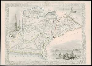 1850 Antique Map "CABOOL PUNJAB DELOOCHISTAN" Tallis PAKISTAN AFGHANISTAN (56dw)