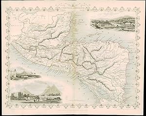 1850 Antique TALLIS Map - "CENTRAL AMERICA" BELIZE HONDURAS GUATEMALA (dw17)