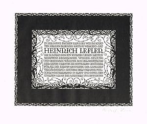 Gedenkblatt an Heinrich Lefler.