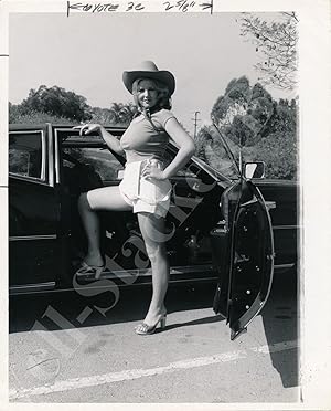 Cowgirl and a Car (Original adult photograph, c. 1970s)