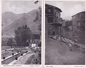 Chashma Shahi Garden Mar Canal 2x Old Kashmir India Postcard s