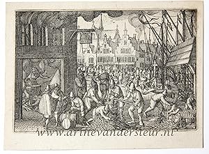 [Original etching/ets 1608] Fishermen and the fish-market/Viswerking [nr 3 uit de serie van 8 typ...