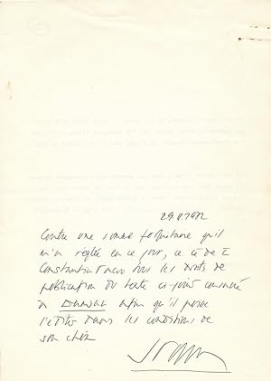 Jean Parvulesco texte signé 22 pages sur le peintre Horia Damian