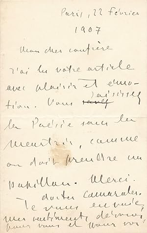 Jean MORÉAS lettre autographe signée poésie et manuscrit escrime