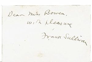 CARD INSCRIBED AND SIGNED BY AMERICAN HUMORIST FRANK SULLIVAN CREATOR OF "MR. ARBUTHNOT THE CLICH...