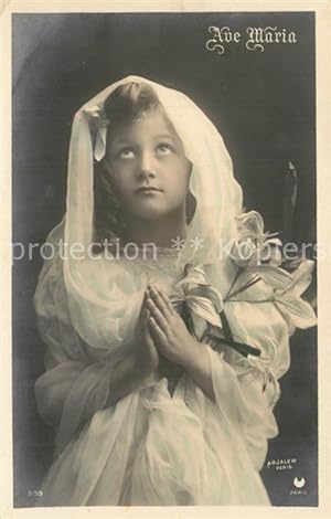 Postkarte Carte Postale 73589450 Kinder Child Enfants M?dchen Gebet Ave Maria