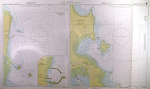 PLANS OF MACKAY AND BOWEN. Two large sea charts on one sheet of the coasts around Mackay and Bo...