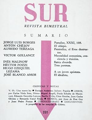 Revista SUR No. 231 Nov-Dic 1954. Jorge Luis Borges: Paradiso, XXXI, 108; Alfredo Terzaga: Pentes...