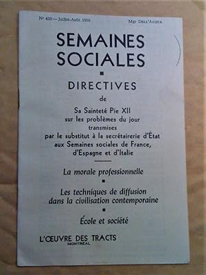 Semaines sociales, directives de Sa Sainteté Pie XII (.) aux Semaines sociales d'Espagne, de Fran...