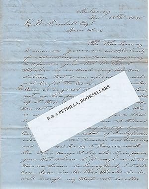 1848 HANDWRITTEN LETTER (ALS) FROM CAPT. HORACE TUFTS REGARDING PROBLEMS WITH HIS BRIG "TAM O'SHA...