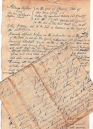 1819 HANDWRITTEN DEPOSITION IN THE TRYAL OF ABEDNEGO STEPHEN VS. THE HEIRS OF WILLIAM STEPHEN, "D...