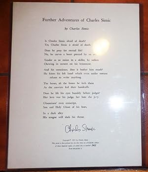 Further Adventures of Charles Simic (Signed Poetry Broadside)
