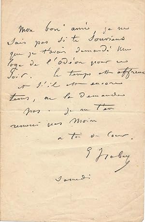Eugène Isabey lettre autographe signée se rétracte pour l'Odéon